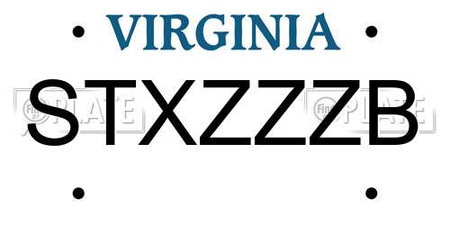 STXZZZB Virginia License Plate
