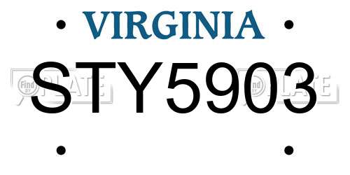 STY5903 Virginia License Plate
