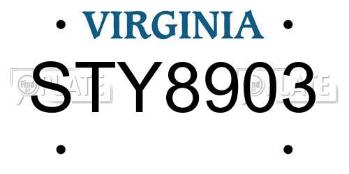 STY8903 Virginia License Plate