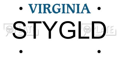 STYGLD Virginia License Plate