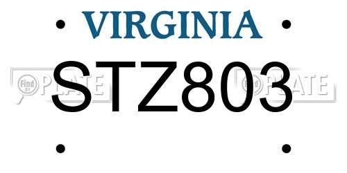 STZ803 Virginia License Plate