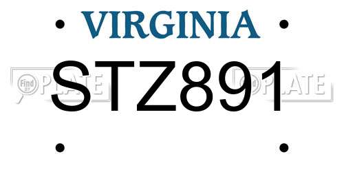 STZ891 Virginia License Plate