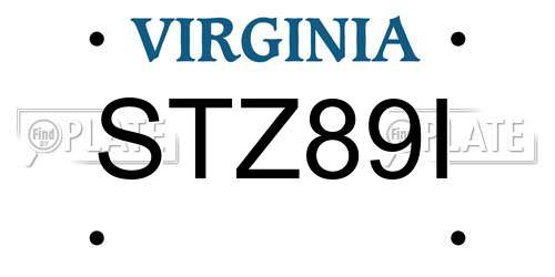 STZ89I Virginia License Plate