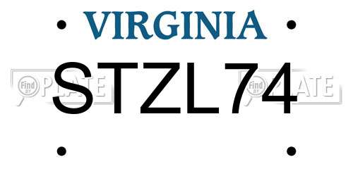 STZL74 Virginia License Plate