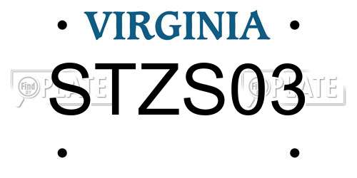 STZS03 Virginia License Plate