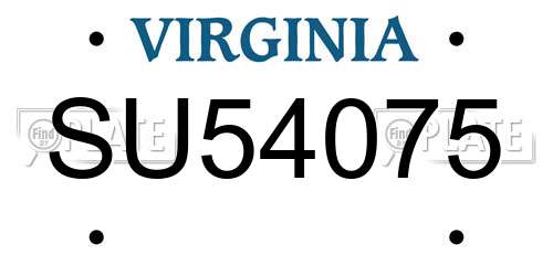 SU54075 Virginia License Plate