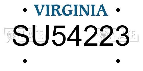 SU54223 Virginia License Plate