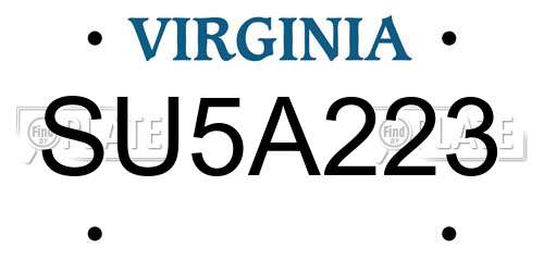 SU5A223 Virginia License Plate