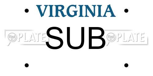 SUB Virginia License Plate