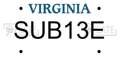 SUB13E Virginia License Plate