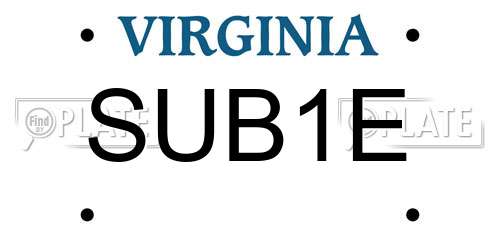SUB1E Virginia License Plate