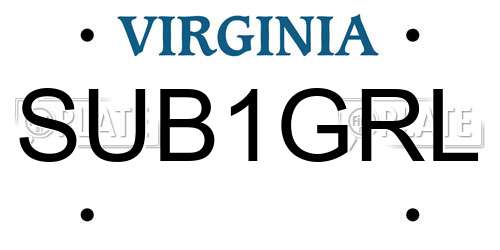 SUB1GRL Virginia License Plate
