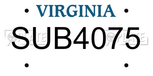 SUB4075 Virginia License Plate