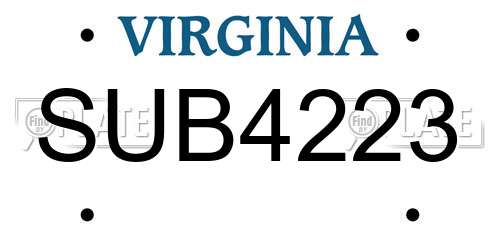 SUB4223 Virginia License Plate