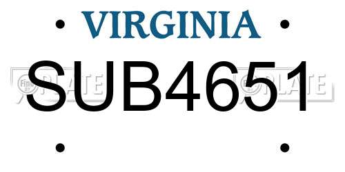 SUB4651 Virginia License Plate