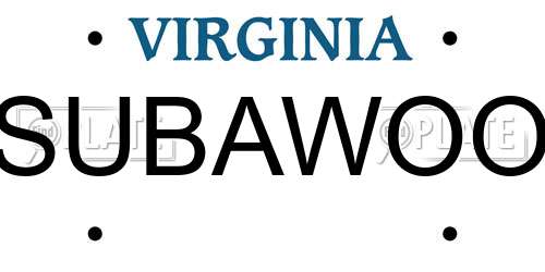 SUBAWOO Virginia License Plate