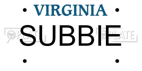 SUBBIE Virginia License Plate