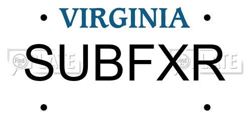 SUBFXR Virginia License Plate