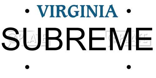 SUBREME Virginia License Plate