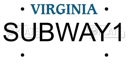 SUBWAY1 Virginia License Plate
