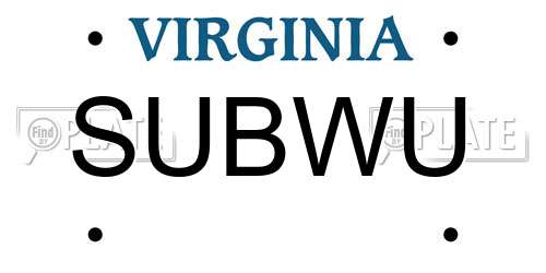 SUBWU Virginia License Plate