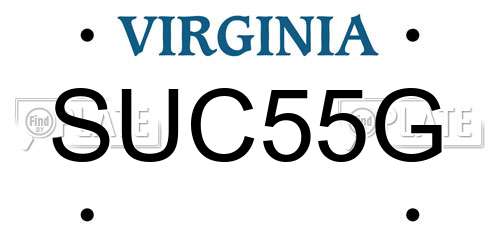 SUC55G Virginia License Plate