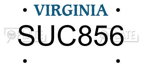 SUC856 Virginia License Plate