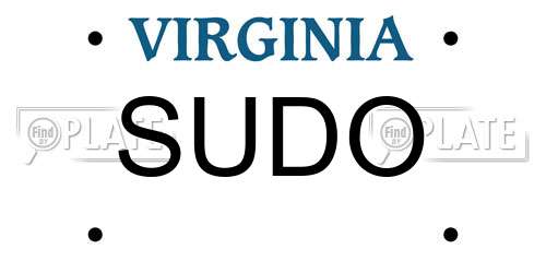 SUDO Virginia License Plate