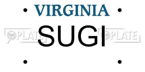 SUGI Virginia License Plate