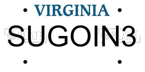 SUGOIN3 Virginia License Plate
