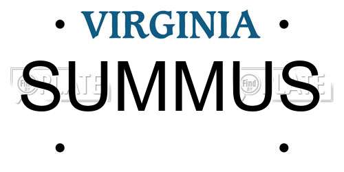SUMMUS Virginia License Plate