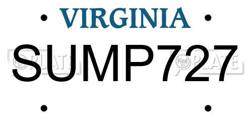 SUMP727 Virginia License Plate