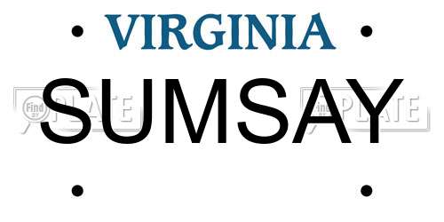 SUMSAY Virginia License Plate