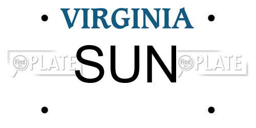 SUN Virginia License Plate