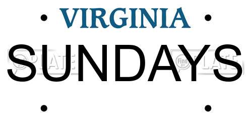 SUNDAYS Virginia License Plate