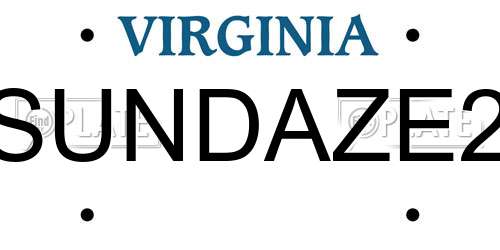 SUNDAZE2 Virginia License Plate