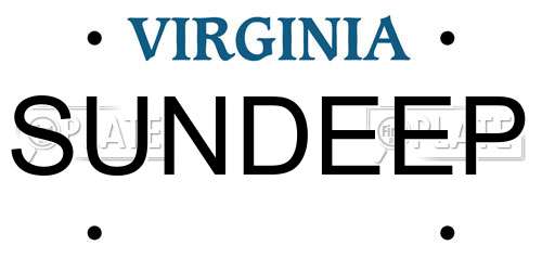 SUNDEEP Virginia License Plate