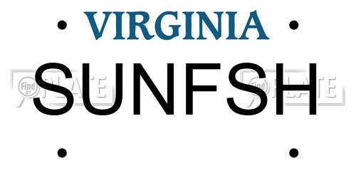 SUNFSH Virginia License Plate