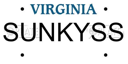 SUNKYSS Virginia License Plate