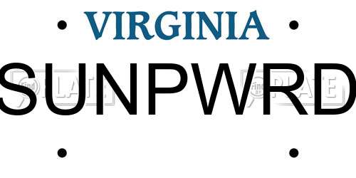 SUNPWRD Virginia License Plate