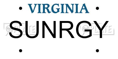 SUNRGY Virginia License Plate