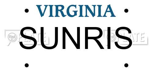 SUNRIS Virginia License Plate