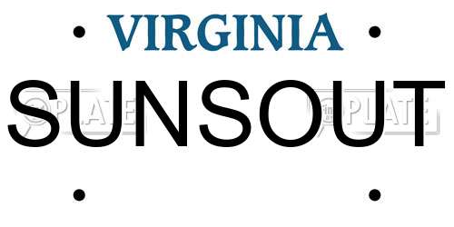 SUNSOUT Virginia License Plate