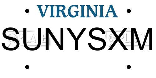 SUNYSXM Virginia License Plate