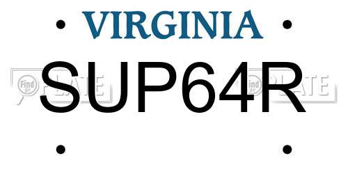 SUP64R Virginia License Plate