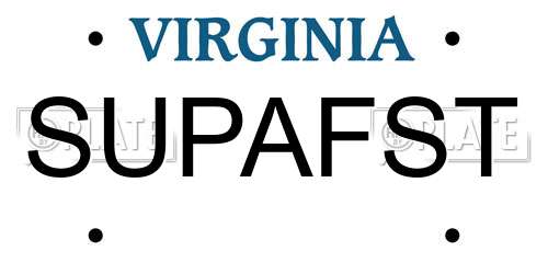 SUPAFST Virginia License Plate