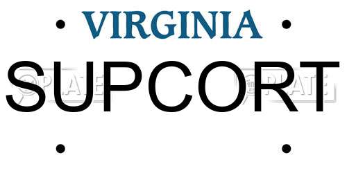 SUPCORT Virginia License Plate