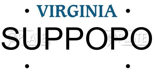 SUPPOPO Virginia License Plate