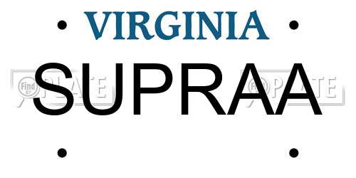 SUPRAA Virginia License Plate