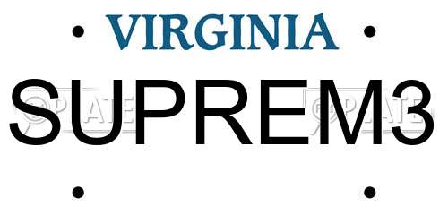 SUPREM3 Virginia License Plate